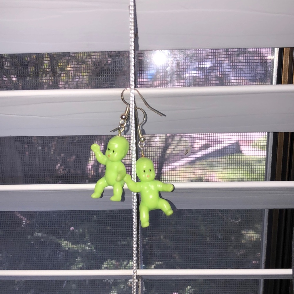 Neon green baby earrings